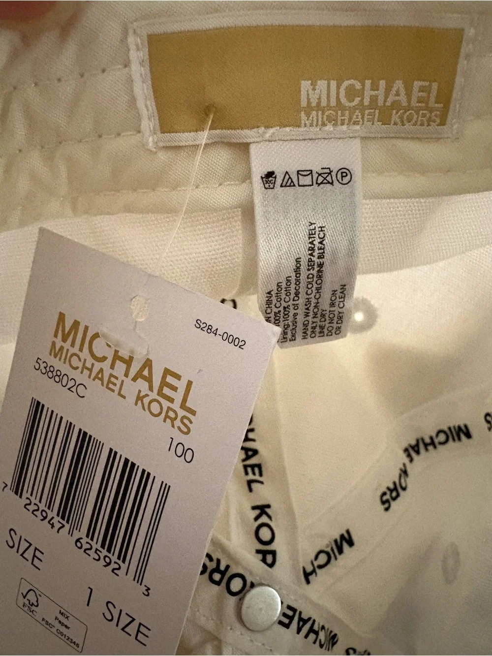Michael Kors White MK Embroidered Logo Baseball Cap Unisex Adjustable MSRP $78